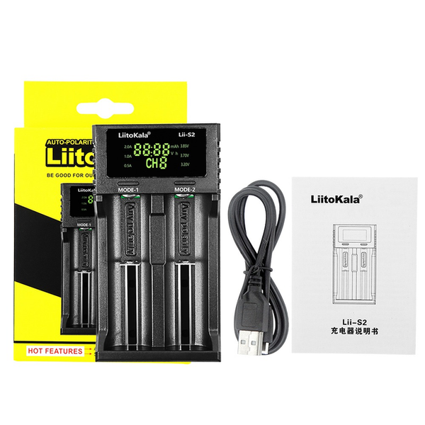 Зарядное устройство LiitoKala Lii-S2 ( для 2-х 18650-10440 ,Li-ion/NiMh, ток заряда 0.5/1A,LCD ) 2425007666 фото