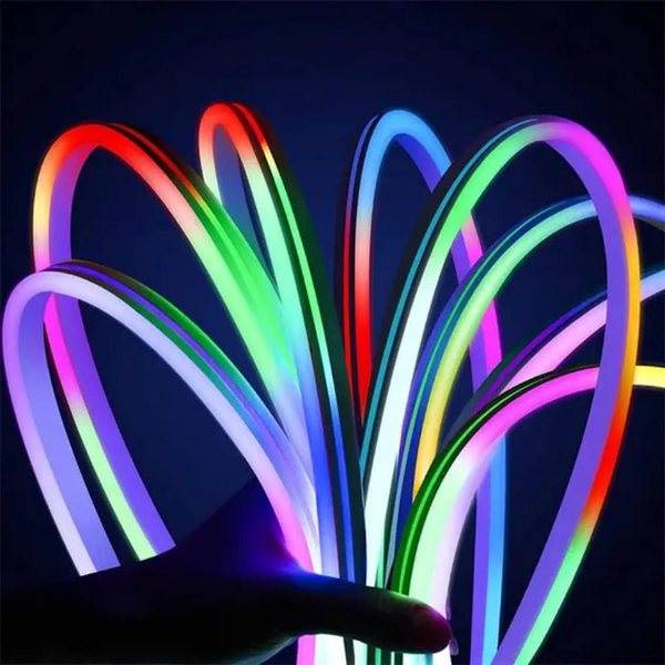 Неоновая RGB LED лента 5 метров с светомузыкой гибкая с пультом и Bluetooth водонепроницаемая IP67 12v 2439009482 фото