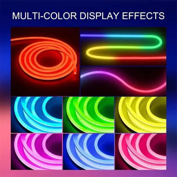 Неоновая RGB LED лента 5 метров с светомузыкой гибкая с пультом и Bluetooth водонепроницаемая IP67 12v 2439009482 фото