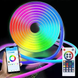 Неоновая RGB LED лента 5 метров с светомузыкой гибкая с пультом и Bluetooth водонепроницаемая IP67 12v 2439009482 фото 1