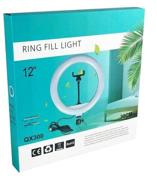Кольцевая Лампа Ring Fill Light QX-300 30 см на штативе (2,1м) с держателем для телефона, лампа блогера, Лед л 1894112631 фото