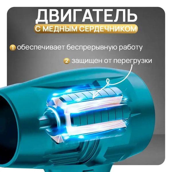 Воздуходувка аккумуляторная портативная, 2 аккумулятора, кейс, электрическая для сушки авто, Ветродуйка садова 901415 фото