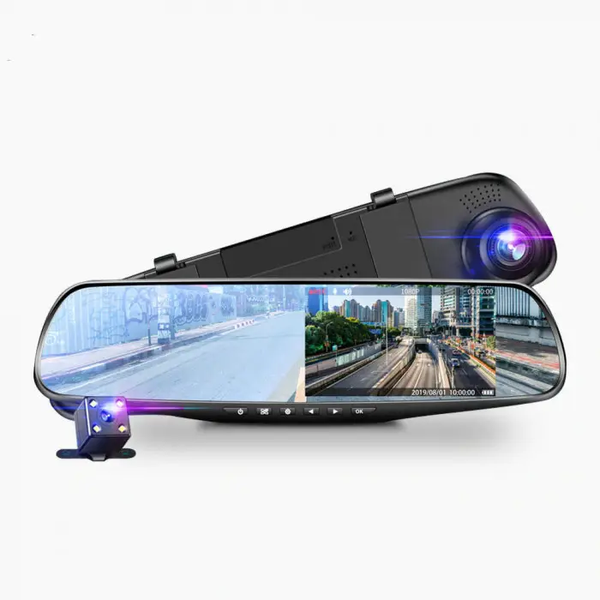 Видеорегистратор-зеркало заднего вида Vehicle Blackbox DVR L 9000, регистратор-зеркало с двумя камерами 1863082430 фото