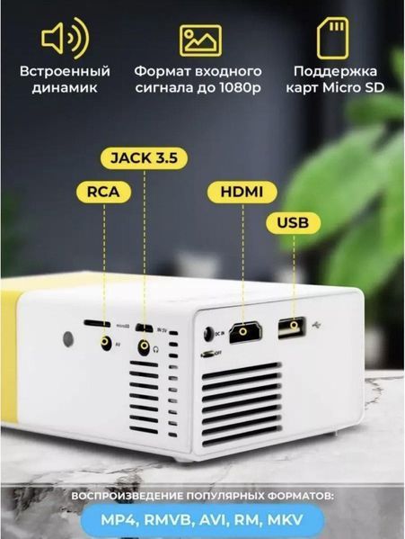 Проектор мультимедийный Проектор LED YG-300 для домашнего кинотеатра Мини портативный кинопроектор и видео 1907270417 фото
