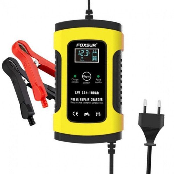 Зарядное устройство для автомобильного аккумулятора Foxsur 12V 5A импульсное зарядное устройство с ЖК-дисплеем 1854050910 фото