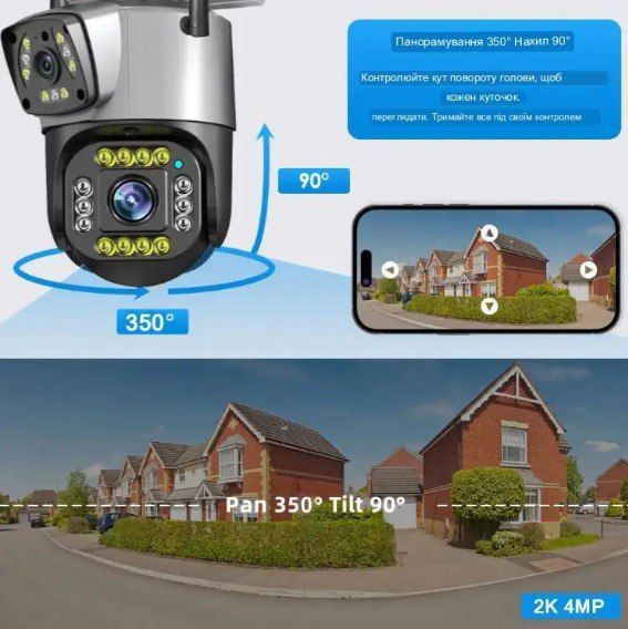 Уличная Поворотная камера видеонаблюдения с двойной камерой WIFI V380PRO 10X два объектива 901518 фото
