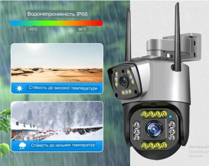 Уличная Поворотная камера видеонаблюдения с двойной камерой WIFI V380PRO 10X два объектива 901518 фото