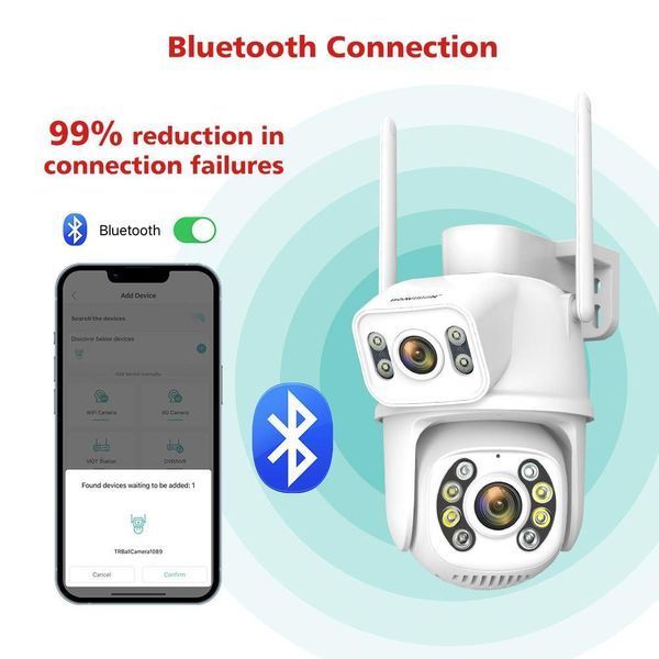 Вулична Камера відеоспостереження з подвійною камерою WI-FI 8MP 4K PTZ IP зовнішня з двома об'єктивами ICSEE 901818 фото