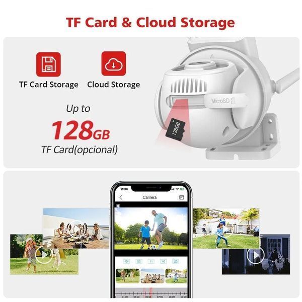 Вулична Камера відеоспостереження з подвійною камерою WI-FI 8MP 4K PTZ IP зовнішня з двома об'єктивами ICSEE 901818 фото