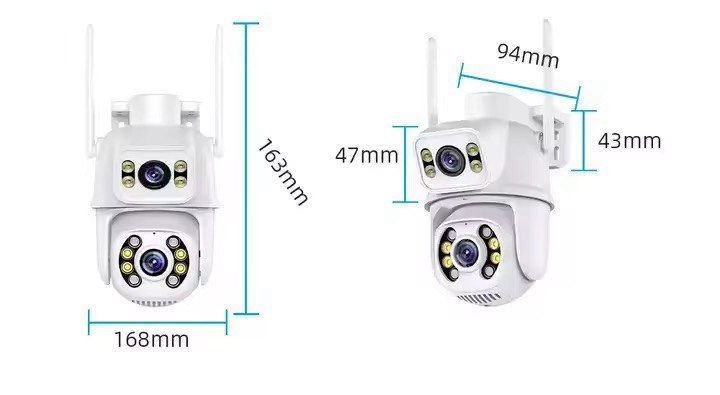 Вулична Камера відеоспостереження з подвійною камерою WI-FI 8MP 4K PTZ IP зовнішня з двома об'єктивами ICSEE 901818 фото