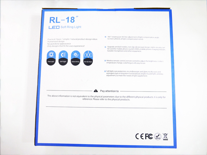 Кольцевая профессиональная LED лампа RL-18, 3 крепления с пультом и штативом (45 см. 55 Вт.) 1959275518 фото