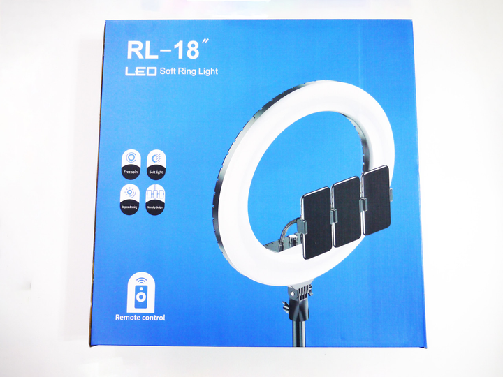 Кольцевая профессиональная LED лампа RL-18, 3 крепления с пультом и штативом (45 см. 55 Вт.) 1959275518 фото