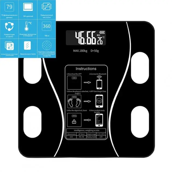 Напольные умные фитнес весы, смарт весы с приложением Bluetooth Scales Смарт-весы напольные электронные 1854050944 фото