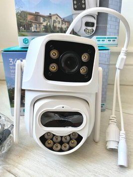 Уличная двойная IP-камера видеонаблюдения Wi-Fi 8MP 4K HD с двумя объективами, датчик движения, iCSee 2734693258 фото