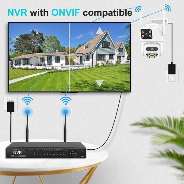 Вулична подвійна IP-камера відеоспостереження Wi-Fi 8MP 4K HD з двома об'єктивами, датчик руху, iCSee 2734693258 фото