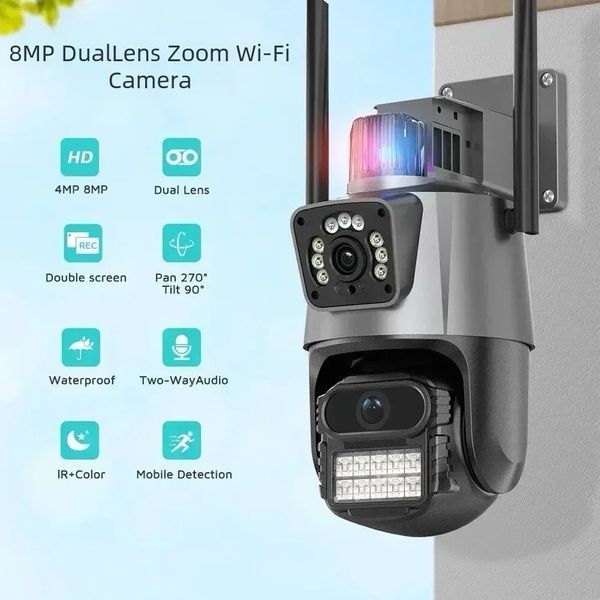 Вулична поворотна камера відеоспостереження з подвійною камерою PTZ Wi-Fi Outdoor Camera ICSEE 2 об'єктива 3MP+3MP 902022 фото