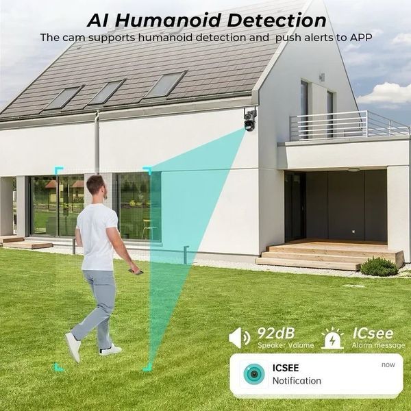 Вулична поворотна камера відеоспостереження з подвійною камерою PTZ Wi-Fi Outdoor Camera ICSEE 2 об'єктива 3MP+3MP 902022 фото