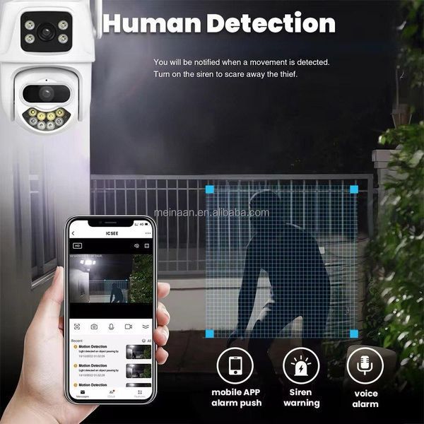 Вулична PTZ-IP-камера відеоспостереження з двома об'єктивами 4K 8MP з автоматичним відстеженням, iCSee 90118 фото