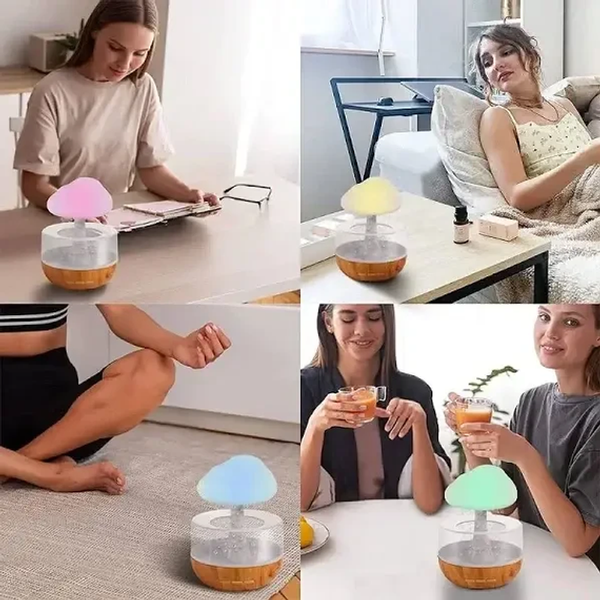 Увлажнитель воздуха Гриб с эффектом дождя с подсветкой RGB/ Ночник увлажнитель в виде гриба Светлое Дерево 2052647432 фото