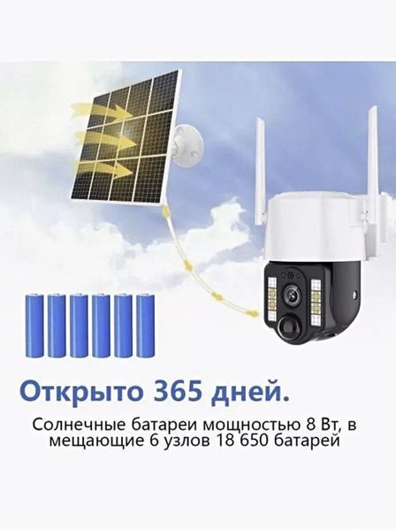 Камера відеоспостереження 4G із сімма картою на сонячній батареї вулична автономна поворотна 90139 фото