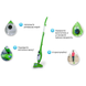 Швабра паровая 5 в 1 пароочиститель электрошвабра универсальная H2O Steam Cleaner Mop X5 Зеленая 1859823199 фото 3