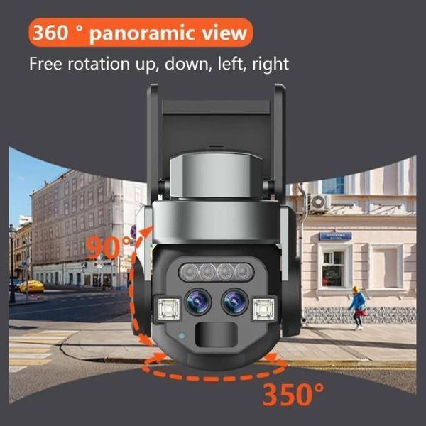 Камера вулична відеоспостереження WIFI Q-820 6MP 4КFULL-HD Зовнішня поворотна з подвійним екраном дві лінзи 2371933293 фото